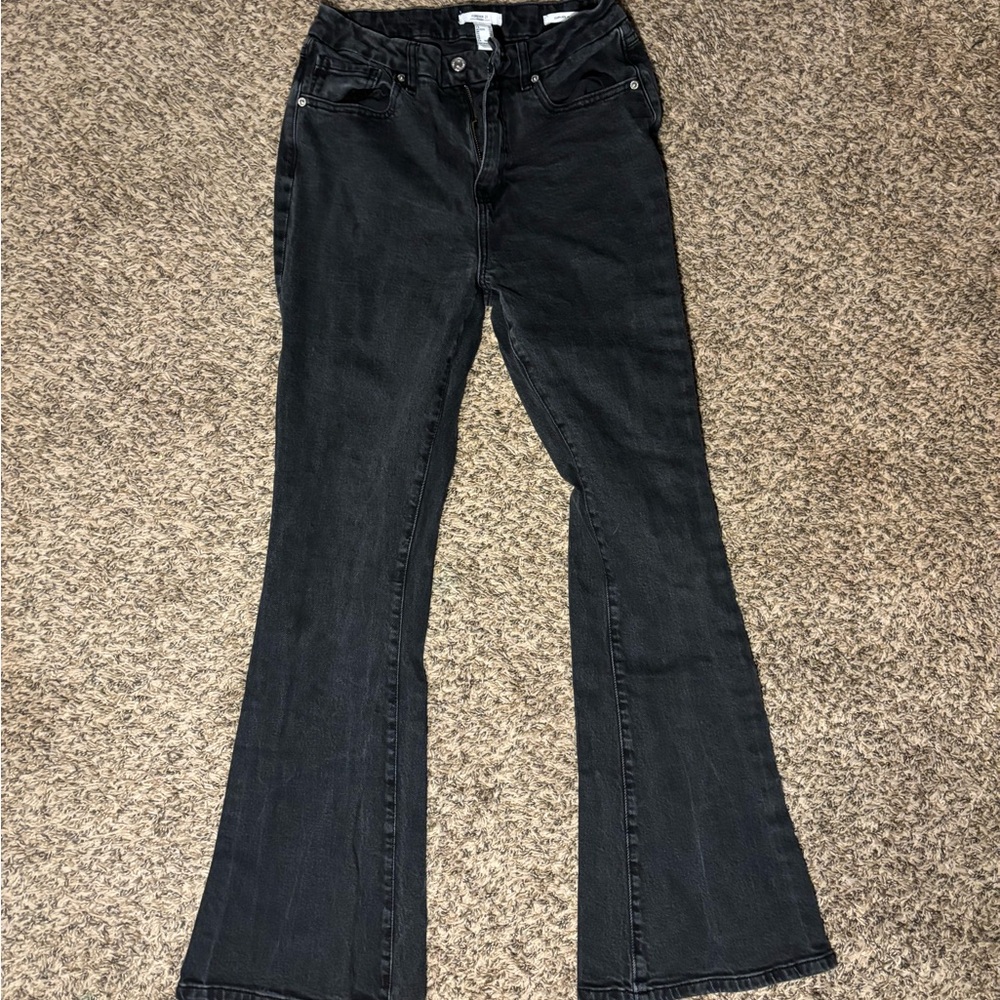 Black Curved Flare Jeans (Forever 21)